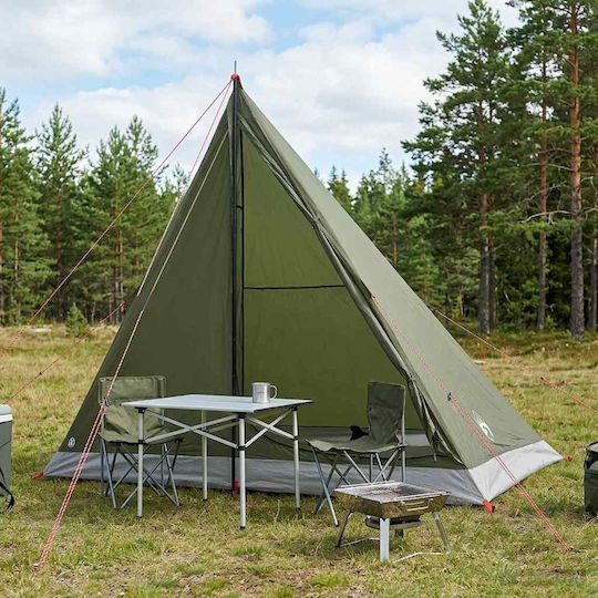 vidaXL Camping Tent Teepee Green 4 Seasons for 2 People 225x130x142cm