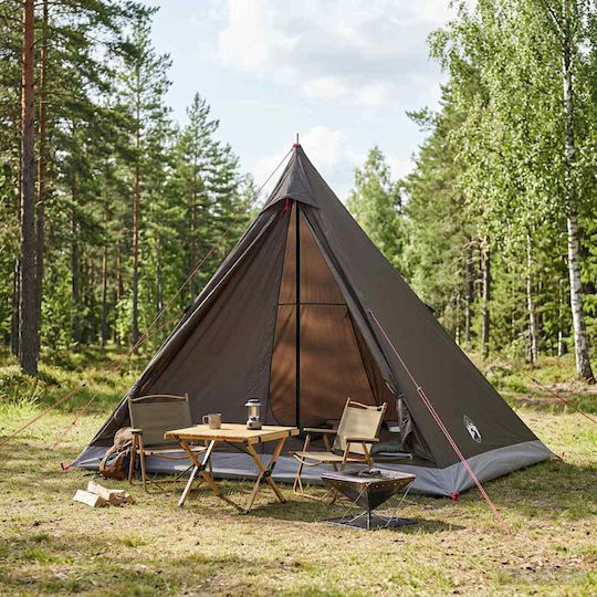 vidaXL Σκηνή Camping Teepee Καφέ 4 Εποχών για 2 Άτομα 225x130x142εκ.