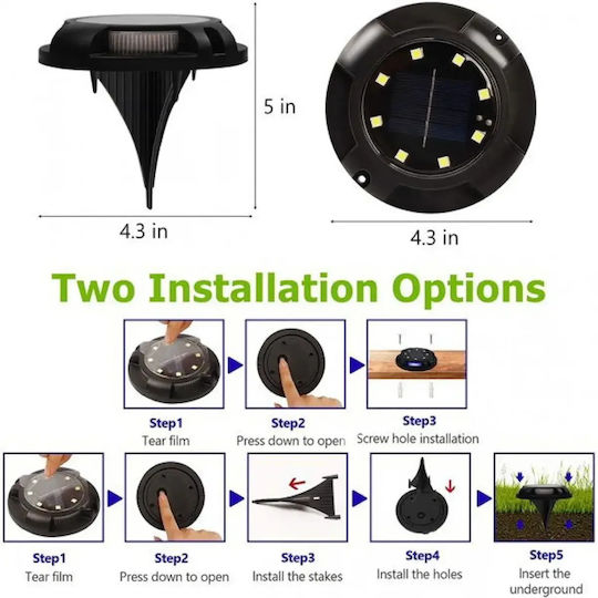 Impermeabil Set 4 Lămpi Solare de Grădină RGB cu Fotocelulă