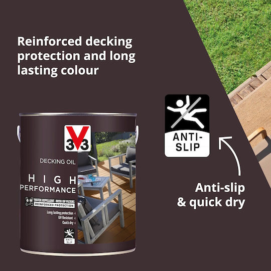 V33 High Protection Decking Συντηρητικό Deck Νερού Δρυς Ματ 1lt