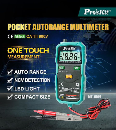 Proskit Ψηφιακό Πολύμετρο Τσέπης MT-1509