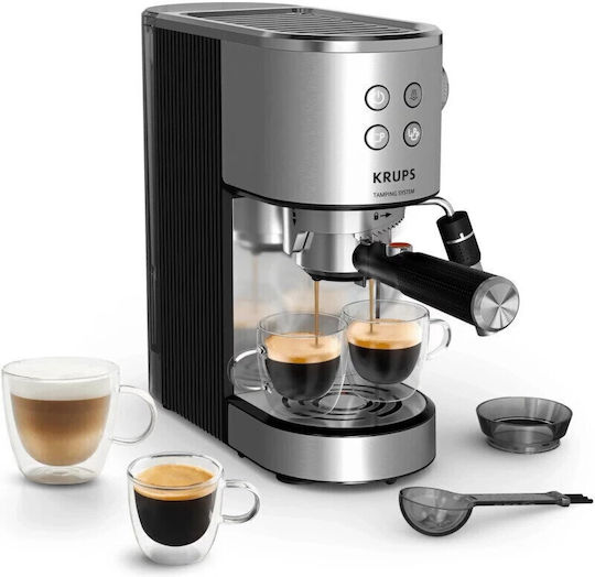 Krups Virtuoso+ Еспресо Кафемашина 1350W Налягане 15bar Сребрист XP499EE0
