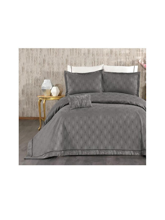 SteweHome Chenille Blanket Set Super Double 240x260cm Anthracite