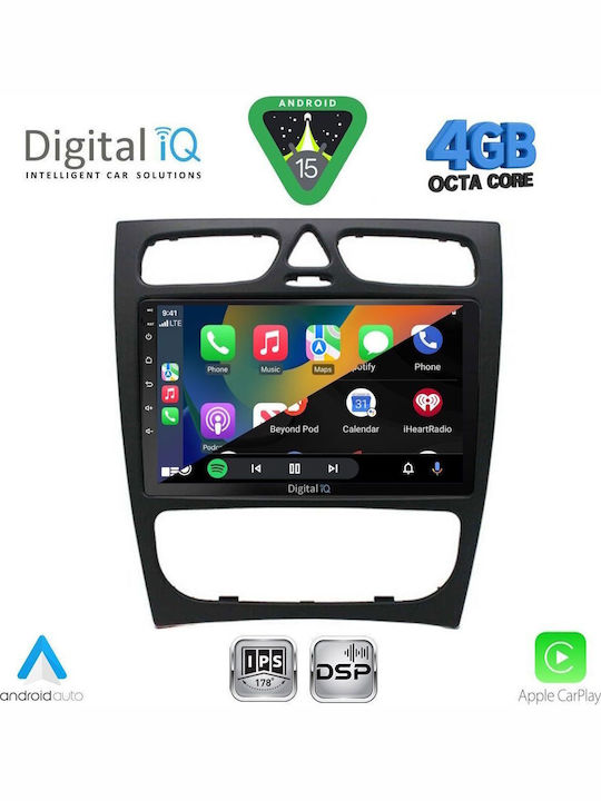 Digital IQ Car Audio System for Mercedes-Benz C Class 1999-2004 Bluetooth USB WiFi GPS Apple CarPlay Android Auto with 9" Touch Screen