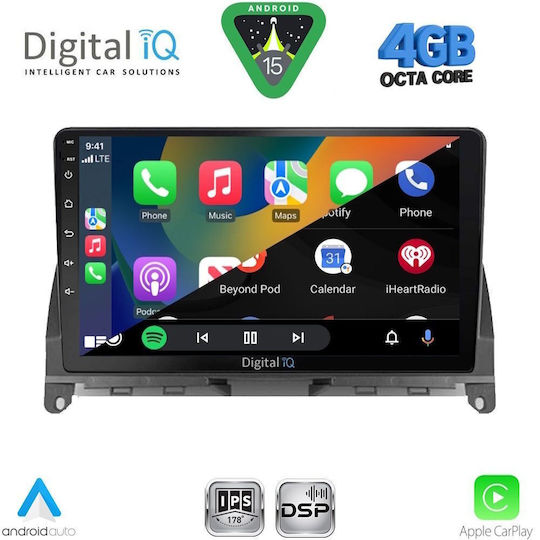 Digital IQ Car Audio System for Mercedes-Benz C Class 2007-2011 Bluetooth USB WiFi GPS Apple CarPlay Android Auto with 9" Touch Screen