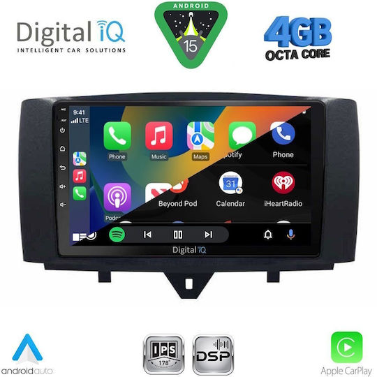 Digital IQ Ηχοσύστημα Αυτοκινήτου για Smart ForTwo 2010-2015 (Bluetooth/USB/WiFi/GPS/Apple-Carplay/Android-Auto) με Οθόνη Αφής 9"