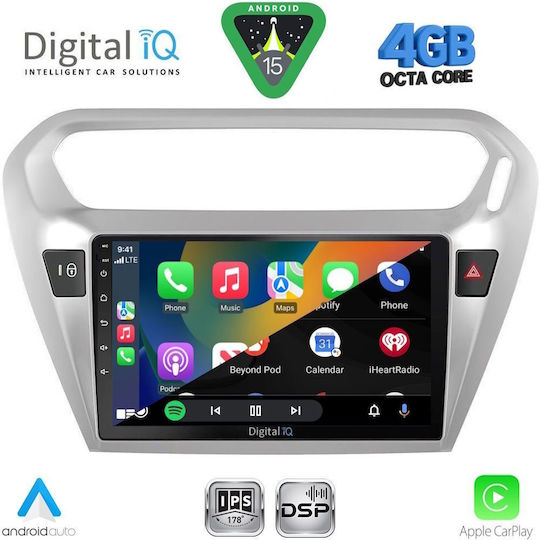 Digital IQ Car Audio System for Peugeot 301 Citroen C-Elysee 2013 (Bluetooth USB WiFi GPS Apple CarPlay Android Auto) with 9" Touch Screen
