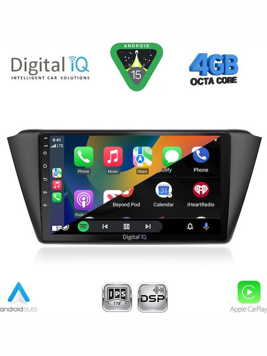 Digital IQ Car Audio System for Skoda Fabia 2015-2022 with Clima (Bluetooth/USB/WiFi/GPS/Apple CarPlay/Android Auto) with 9" Touch Screen