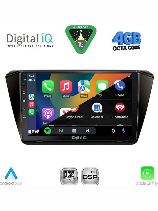 Digital IQ Car Audio System for Skoda Superb 2015-2023 with Clima (Bluetooth/USB/WiFi/GPS/Apple CarPlay/Android Auto) with 10" Touch Screen