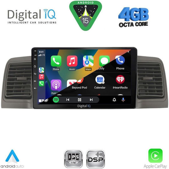 Digital IQ Car Audio System for Toyota Corolla 2001-2006 Bluetooth USB WiFi GPS Apple CarPlay Android Auto with 9" Touch Screen