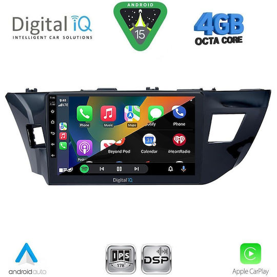 Digital IQ Car Audio System for Toyota Corolla 2013-2016 (Bluetooth/USB/WiFi/GPS/Apple CarPlay/Android Auto) with 10" Touch Screen
