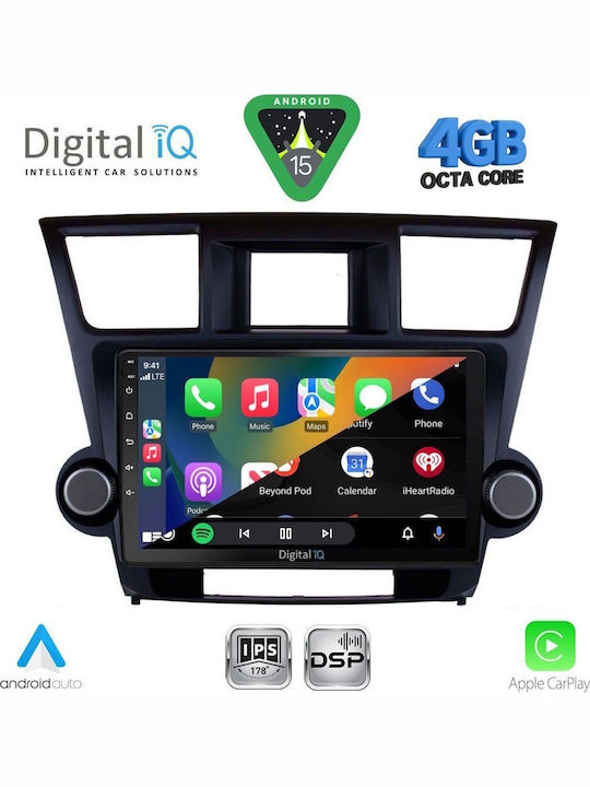 Digital IQ Автомобилна Аудио Система За Toyota Highlander 2008-2015 Bluetooth USB Вграден Wi-Fi GPS Apple CarPlay Android Auto С Touch Screen 10"