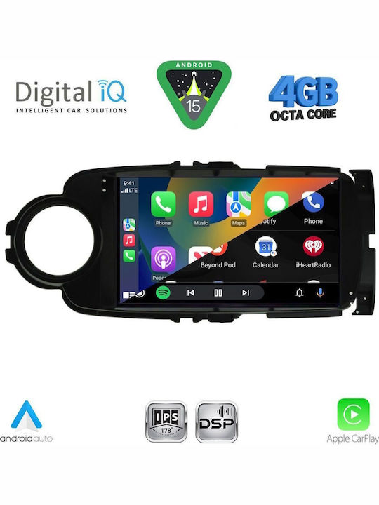 Digital IQ Car Audio System for Toyota Yaris 2011-2015 Bluetooth USB WiFi GPS Apple CarPlay Android Auto with 9" Touch Screen
