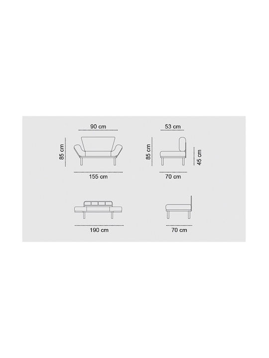 Tonne Διθέσιος Καναπές Κρεβάτι Μπεζ 155x70x85εκ.