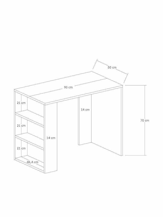 Γραφείο Cealo Ξύλινο Λευκό 90x50x70εκ.