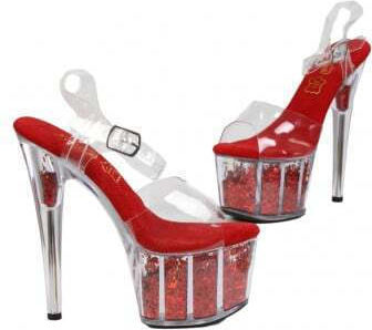 Red Pumps Transparent Sequined Platform S9210-rd