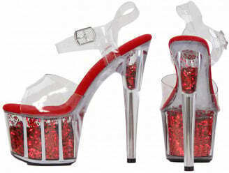 Red Pumps Transparent Sequined Platform S9210-rd