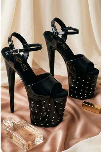 Sandale Platformă Stiletto Cu Strasuri Toc 19,5 Cm Platformă 10 Cm S9228