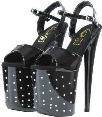Sandale Platformă Stiletto Cu Strasuri Toc 19,5 Cm Platformă 10 Cm S9228