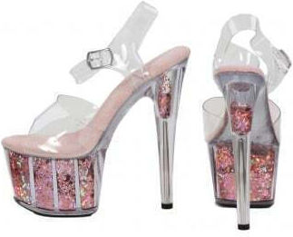 Pink Pumps Transparent Sequined Platform S9210-pk