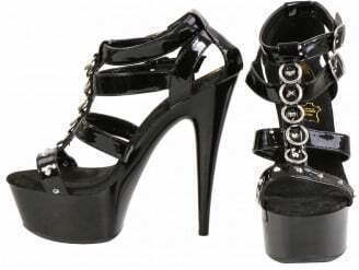 Vinyl Plattform Sandale Bondage Ring Stil S9154-schwarz