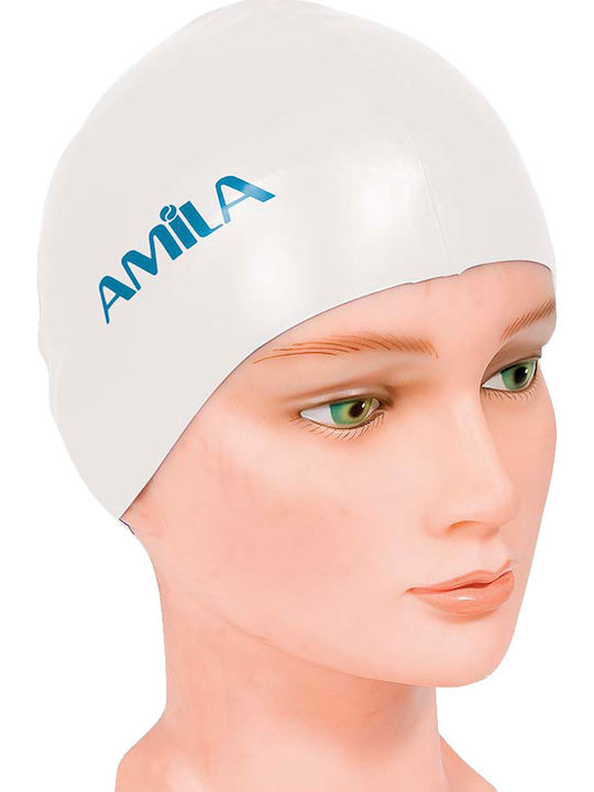 AMILA Silicone Adults Swimming Cap White