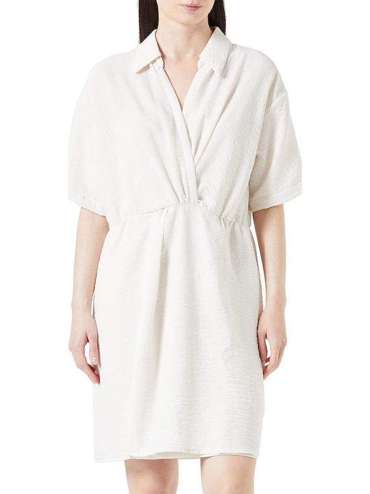 Summer Mini Shirt Dress Wrap Beige