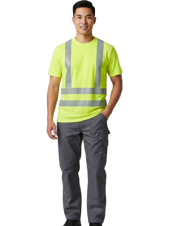 Kprime T-Shirt Εργασίας Κίτρινο με Ανακλαστικές Ταινίες