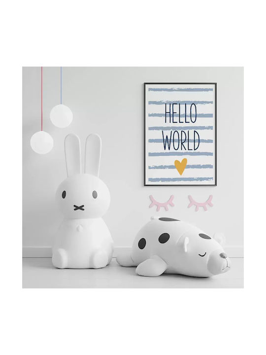 Kids Wall Art Hello World with Black Wooden Frame 40x50cm