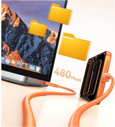 Usams USB 2.0 Cable USB-C Male - USB-C 30W Orange SJ788USB03