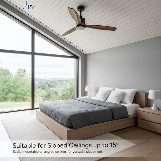Rohnson Ceiling Fan 132cm with Light Fixture Brown / Black