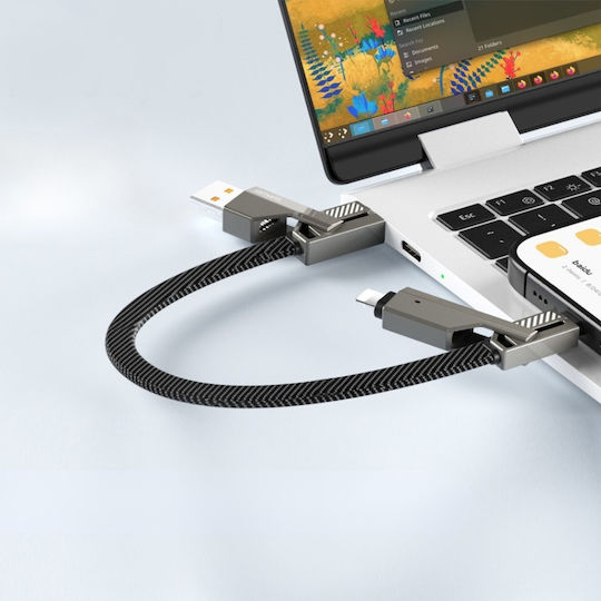4smarts Combo 2cords Flach 3-in-1 Mehrere Anschlusskabel Set 240w Usb-a Usb-c Blitzschlag 1,5m + Schlüsselanhänger Kabel Graphit 541456