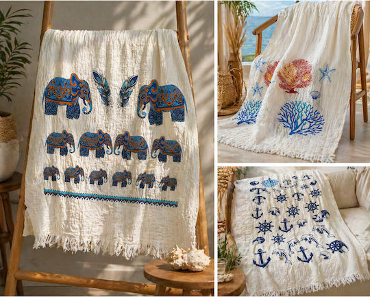 SteweHome Prosop De Plajă Albastru Deschis 180x100cm