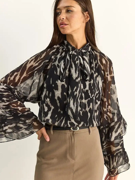 Damen Bluse Tierdruck Leo