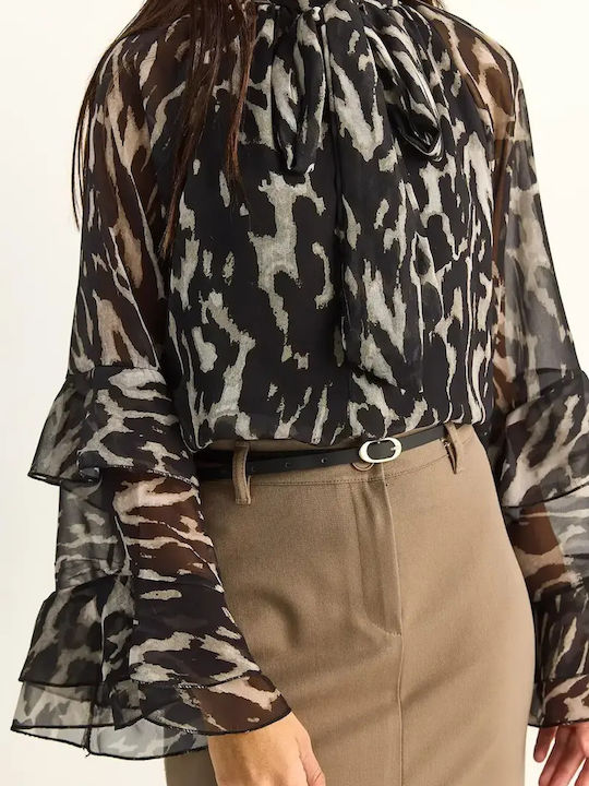 Damen Bluse Tierdruck Leo