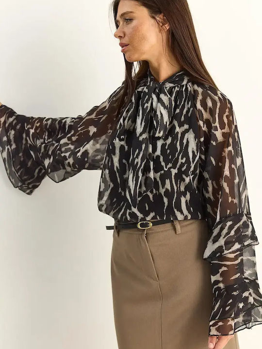 Damen Bluse Tierdruck Leo