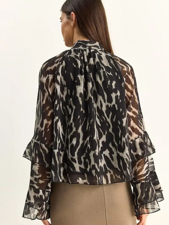 Damen Bluse Tierdruck Leo