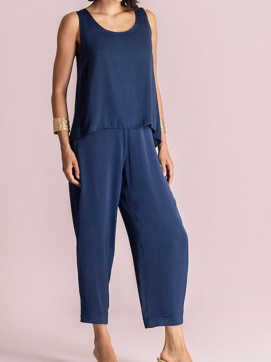 Women's Fabric Trousers Navy