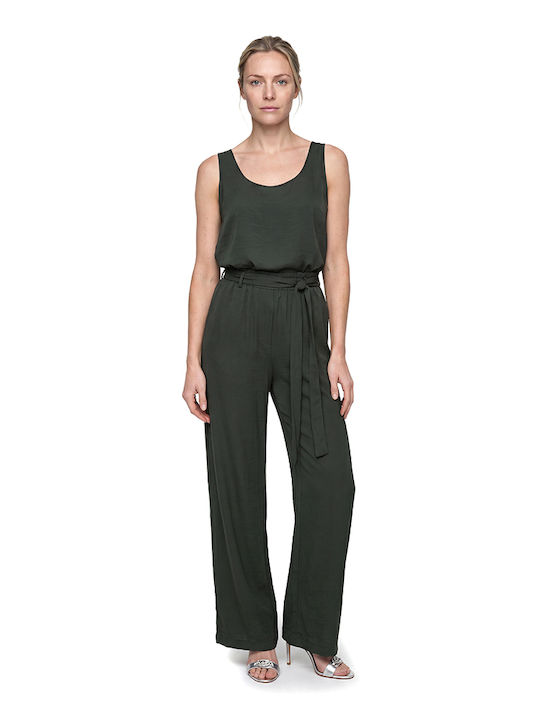 Pantaloni Largi Dama cu Elastic Kaki