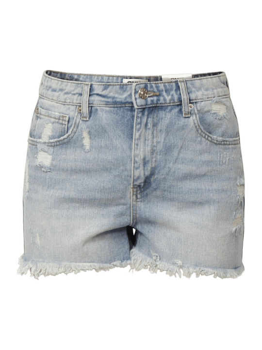 Damen-Jeans Hohe Taille Shorts Hellblau