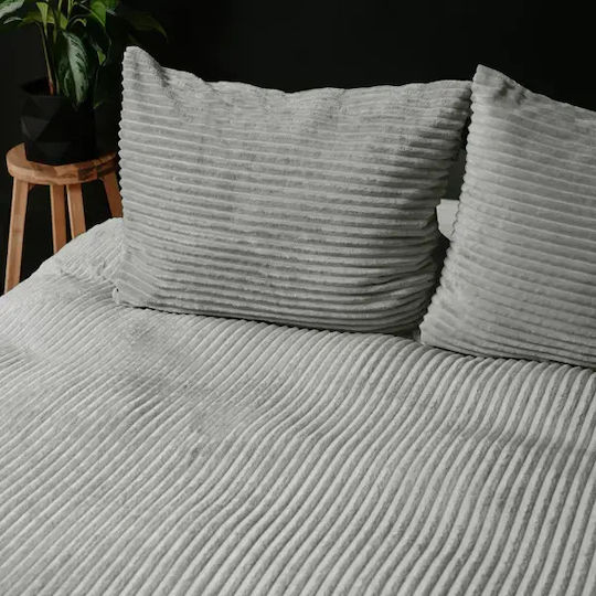Sleeptime Set Huse Pentru Pilote 200x200cm Dublu Cu 2 Fețe De Pernă Teddy Gri
