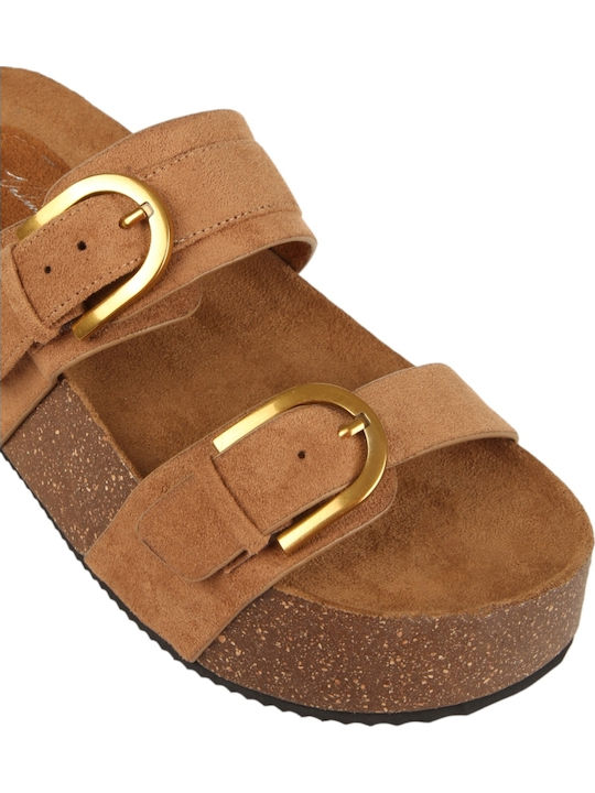 Damen Flache Sandalen Braun