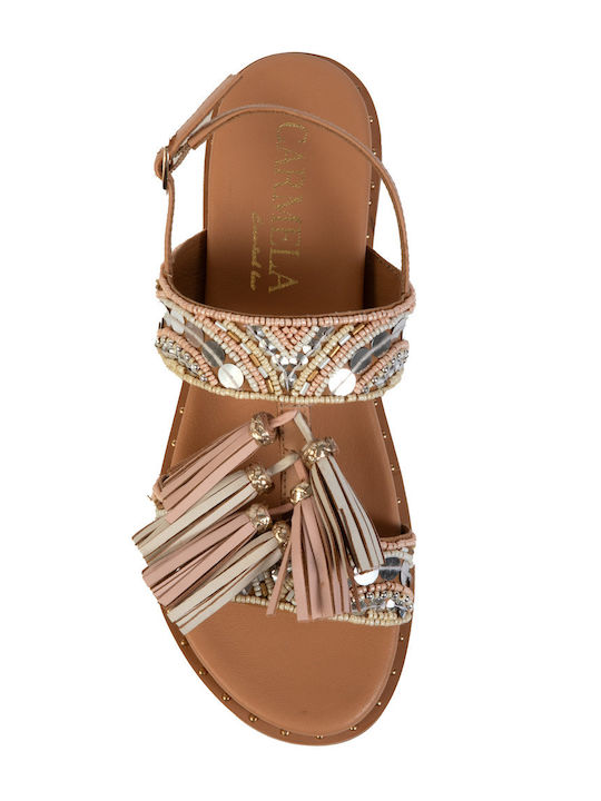 Carmela Leather Women's Flat Sandals Flatforms Ecru