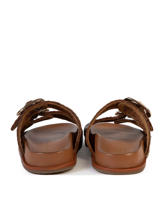 Carmela Leather Women's Flat Sandals Flatforms Brown