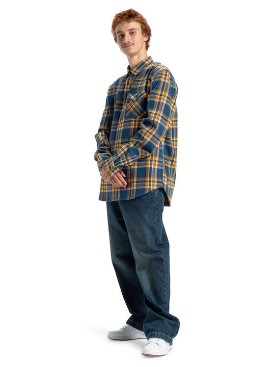Marshal Μακρυμάνικo Φανελένιο Πουκάμισο Dark Denim