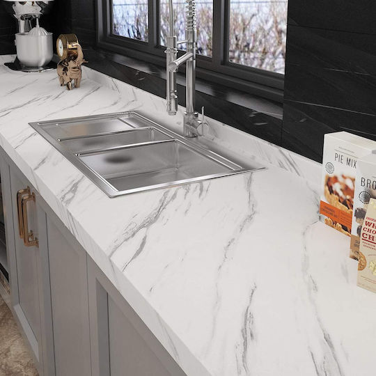 Self-adhesive Waterproof Marble Furniture Foil White-grey 60x500cm Self-adhesive Waterproof Marble Furniture Foil White-grey 60x500cm