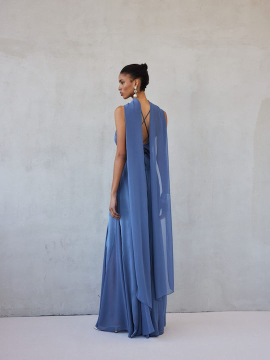 Maxi Φόρεμα Σατέν Blue