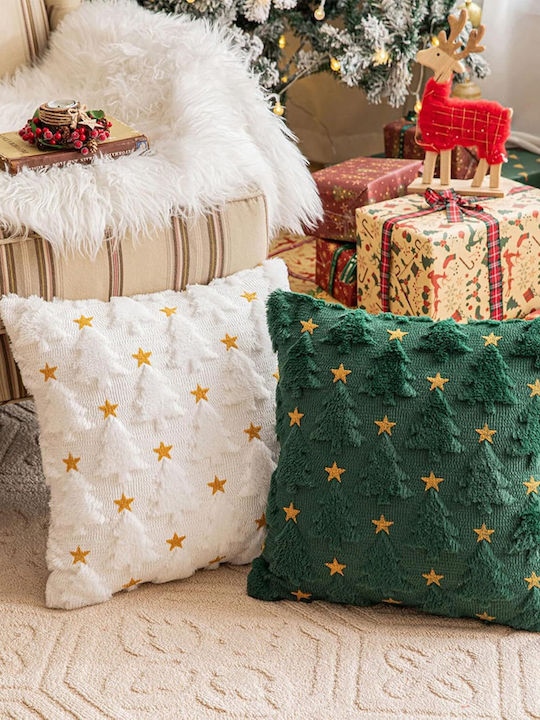 Set 4 Christmas Soft Velvet Green Pillow Covers 40x40 Cm