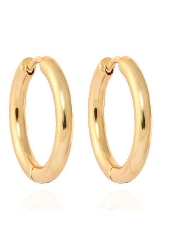 Asimi Body Piercing Men's Earrings Hoops Steel Gold Plated with Stones
