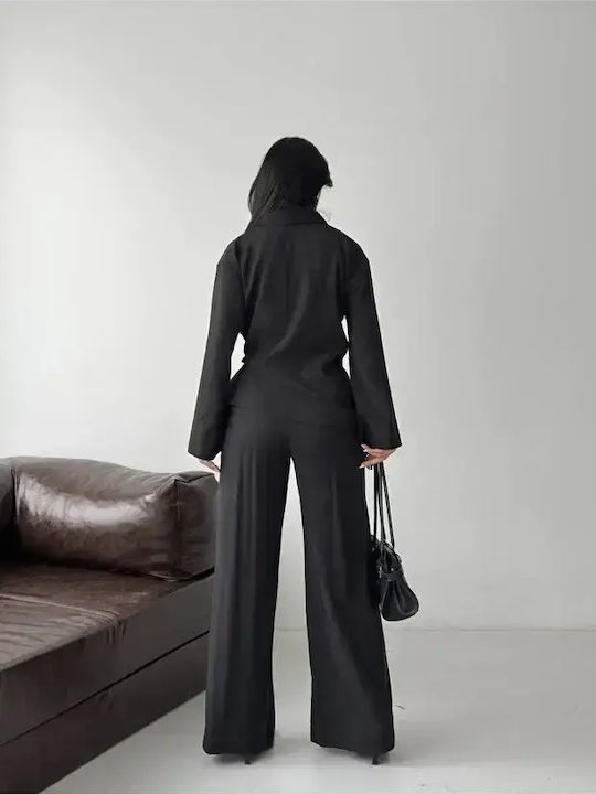 Set Negru Dama Cu Pantaloni Cu Cauciuc